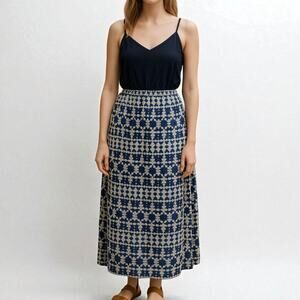 J. Crew Maxi Dress Blue Sleeveless V-Neck Side Slit C3861 Size 0